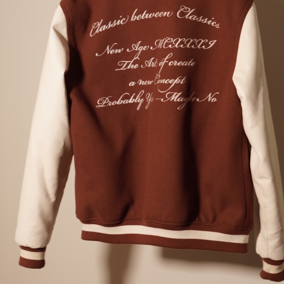 Bershka Varsity Jacket M – Brown/White – Classic College Letterman Style - Picture 9 of 9